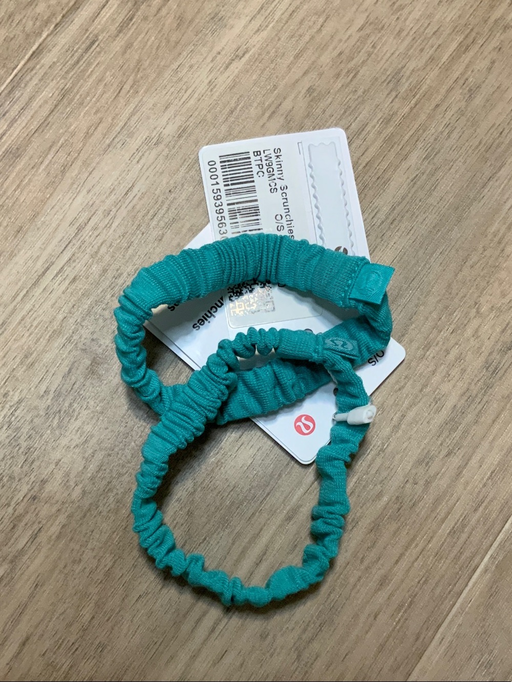 lululemon athletica Teal Skinny Scrunchie Duo